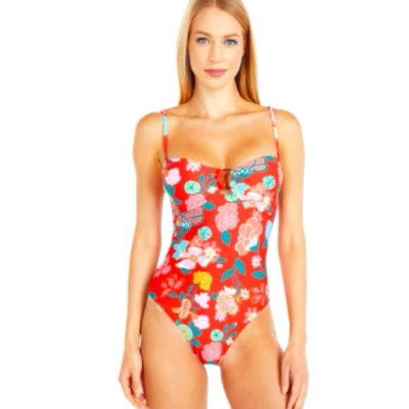 j.crew gavotte floral ring bandeau one‎ piece swimsuit NWT Size 8